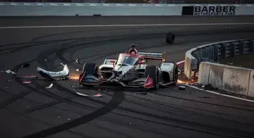 Scott McLaughlin walks away unhurt from heavy practice crash at Barber Motorsports Park